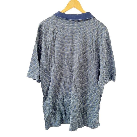 Jantzen Navy Green Stripe Cotton Short Sleeve Polo Golf Shirt - Picture 2 of 5